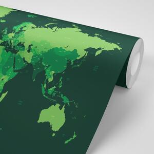 Tapéta részletes világtérkép zöld színben
