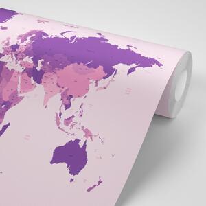 Tapéta részletes világtérkép lila színben