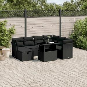 VidaXL Polyrattan Kerti Ülőgarnitúra - 8 részes - Fekete
