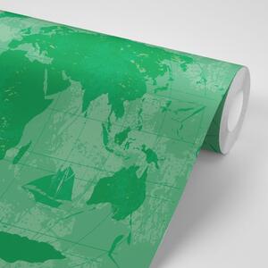 Tapéta rusztikus világtérkép zöld színben