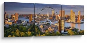 Kép - panoráma Rotterdam, Hollandia (órával) (90x30 cm)