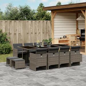 VidaXL 13 részes szürke polyrattan kerti ülőgarnitúra párnákkal