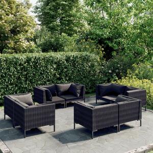 Polyrattan Kerti Ülőgarnitúra - 8 részes - Sötétszürke