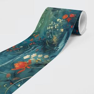 Nem szőtt öntapadós bordűr virág illusztráció minta 15 cm x 5 m