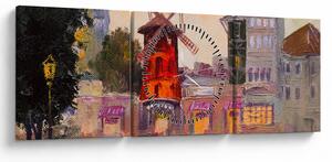 Kép - Moulin rouge, Párizs, Franciaország (órával) (90x30 cm)