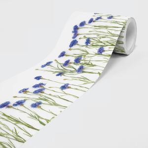 Nem szőtt öntapadós bordűr kék virágok minta 15 cm x 5 m