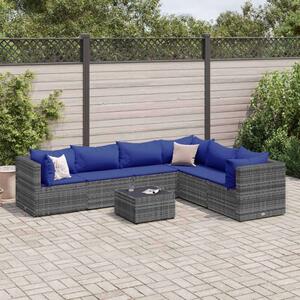 VidaXL Polyrattan Kerti Ülőgarnitúra - 7 részes - Szürke
