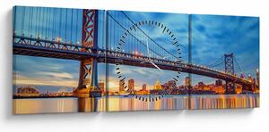 Kép - Benjamin Franklin híd, Philadelphia (órával) (90x30 cm)
