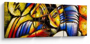 Kép - olajfestmény, szerelmesek (órával) (90x30 cm)