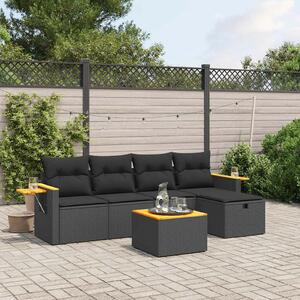 VidaXL Polyrattan Kerti Ülőgarnitúra - 6 részes - Fekete