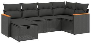 VidaXL Polyrattan Kerti Ülőgarnitúra - 6 részes - Fekete