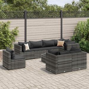 Polyrattan Kerti Ülőgarnitúra - 9 részes - Szürke