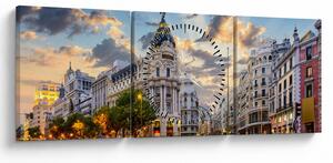 Kép - Calle Gran Vía, Madrid, Spanyolország (órával) (90x30 cm)
