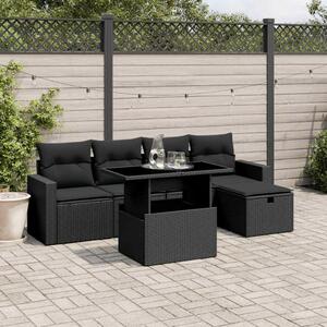 VidaXL Polyrattan Kerti Ülőgarnitúra - 6 részes - Fekete