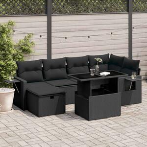 VidaXL 7 részes Polyrattan Kerti Ülőgarnitúra - Fekete
