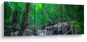 Kép - Erawan vízesés, Kanchanaburi, Thaiföld (órával) (90x30 cm)