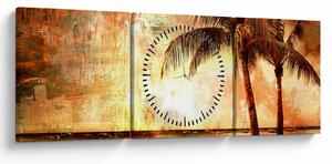 Kép - pálmafák a tengerparton (órával) (90x30 cm)