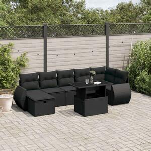 VidaXL Polyrattan Kerti Ülőgarnitúra - 8 részes - Fekete
