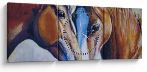 Kép - szerelmes lovak (órával) (90x30 cm)