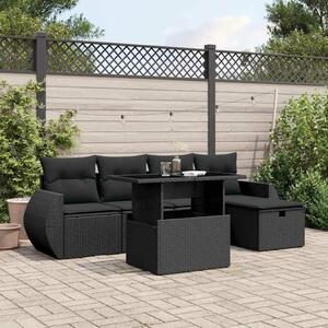 VidaXL Polyrattan Kerti Ülőgarnitúra - 6 részes - Fekete