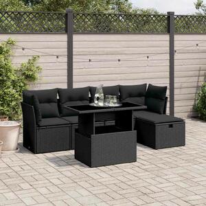 VidaXL Polyrattan Kerti Ülőgarnitúra - 6 részes - Fekete