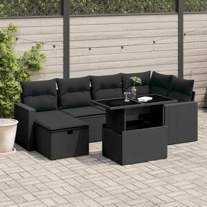 VidaXL Polyrattan Kerti Ülőgarnitúra - 7 részes - Fekete
