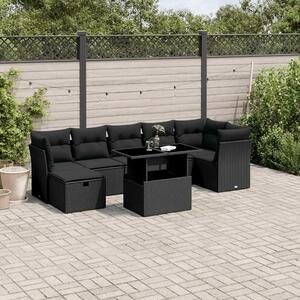 VidaXL 8 részes fekete polyrattan kerti ülőgarnitúra párnákkal