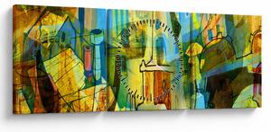 Kép - Építészet, kubista absztrakció (órával) (90x30 cm)