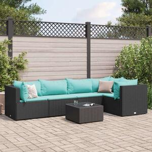 VidaXL Polyrattan Kerti Ülőgarnitúra - 6 részes - Fekete