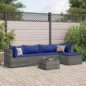 Polyrattan Kerti Ülőgarnitúra - 6 részes - Szürke