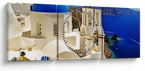 Kép - Santorini, Görögország (órával) (90x30 cm)