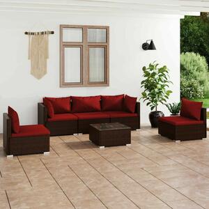 VidaXL 6 részes barna polyrattan kerti ülőgarnitúra párnákkal