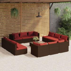 VidaXL 13 részes barna polyrattan kerti ülőgarnitúra párnákkal