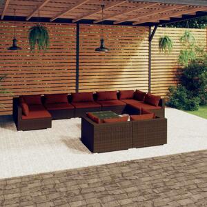 VidaXL 10 részes barna polyrattan kerti ülőgarnitúra párnákkal