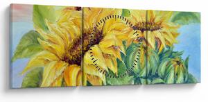 Virágzó napraforgó képe (órával) (90x30 cm)