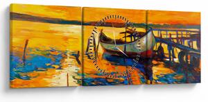Kép - Hajó naplementekor (órával) (90x30 cm)