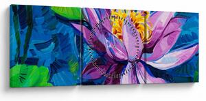 Egy vízi liliom képe a vízen (órával) (90x30 cm)