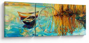 Kép - Tó csónakokkal (órával) (90x30 cm)