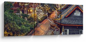 Kép - Qintai Road, Chengdu, Kína (órával) (90x30 cm)