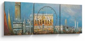 Kép - gondola Velencén áthaladva, olajfestmény (órával) (90x30 cm)