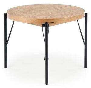 Asztal Houston 1375, Fekete, Tölgy, 76cm, Hosszabbíthatóság, Természetes fa furnér, Közepes sűrűségű farostlemez, Fém