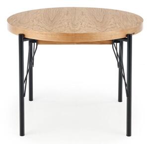 Asztal Houston 1375, Fekete, Tölgy, 76cm, Hosszabbíthatóság, Természetes fa furnér, Közepes sűrűségű farostlemez, Fém