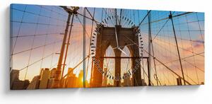 Kép - Brooklyn, híd, Manhattan, New York (órával) (90x30 cm)