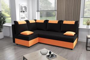 SANVI kinyitható sarok ülőgarnitúra - narancssárga / fekete
