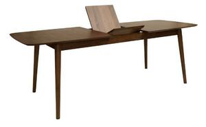 Asztal Oakland 806, Dió, 75x90x180cm, Hosszabbíthatóság, Közepes sűrűségű farostlemez, Természetes fa furnér, Váz anyaga, Kaucsuk