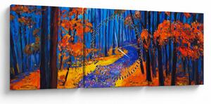 Egy őszi erdő képe (órával) (90x30 cm)