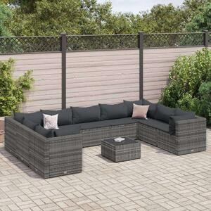 VidaXL Polyrattan Kerti Ülőgarnitúra - 10 részes - Szürke