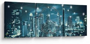 Egy ragyogó metropolisz képe (órával) (90x30 cm)