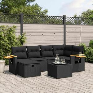 VidaXL Polyrattan Kerti Ülőgarnitúra - 7 részes - Fekete
