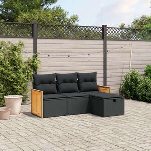 VidaXL Polyrattan Kerti Ülőgarnitúra - 4 részes - Fekete